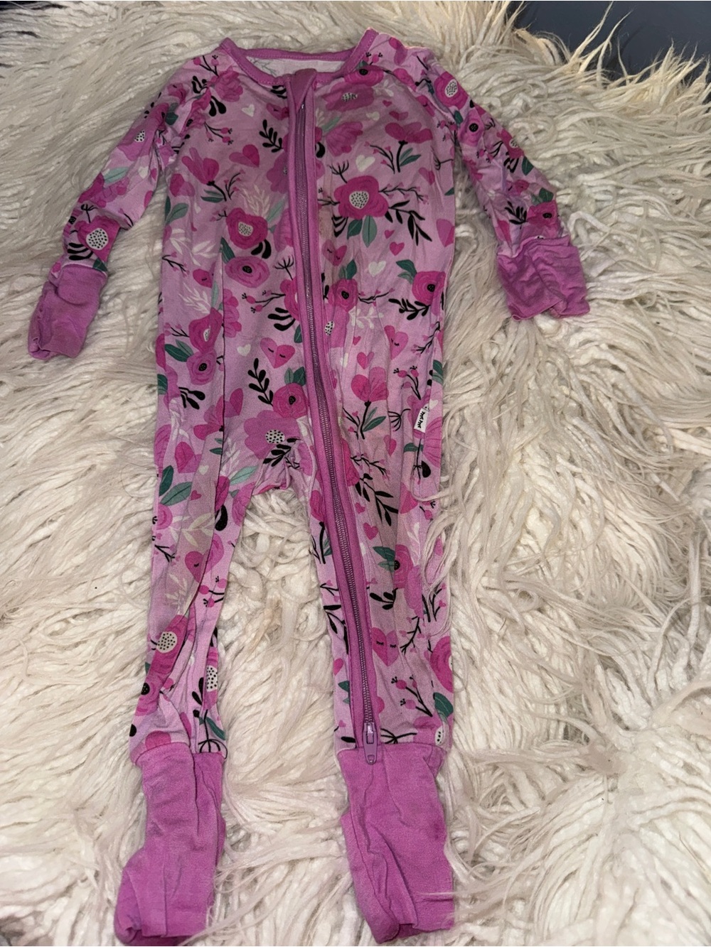 Little Sleepies Pink Floral Footed One-Piece Pajamas